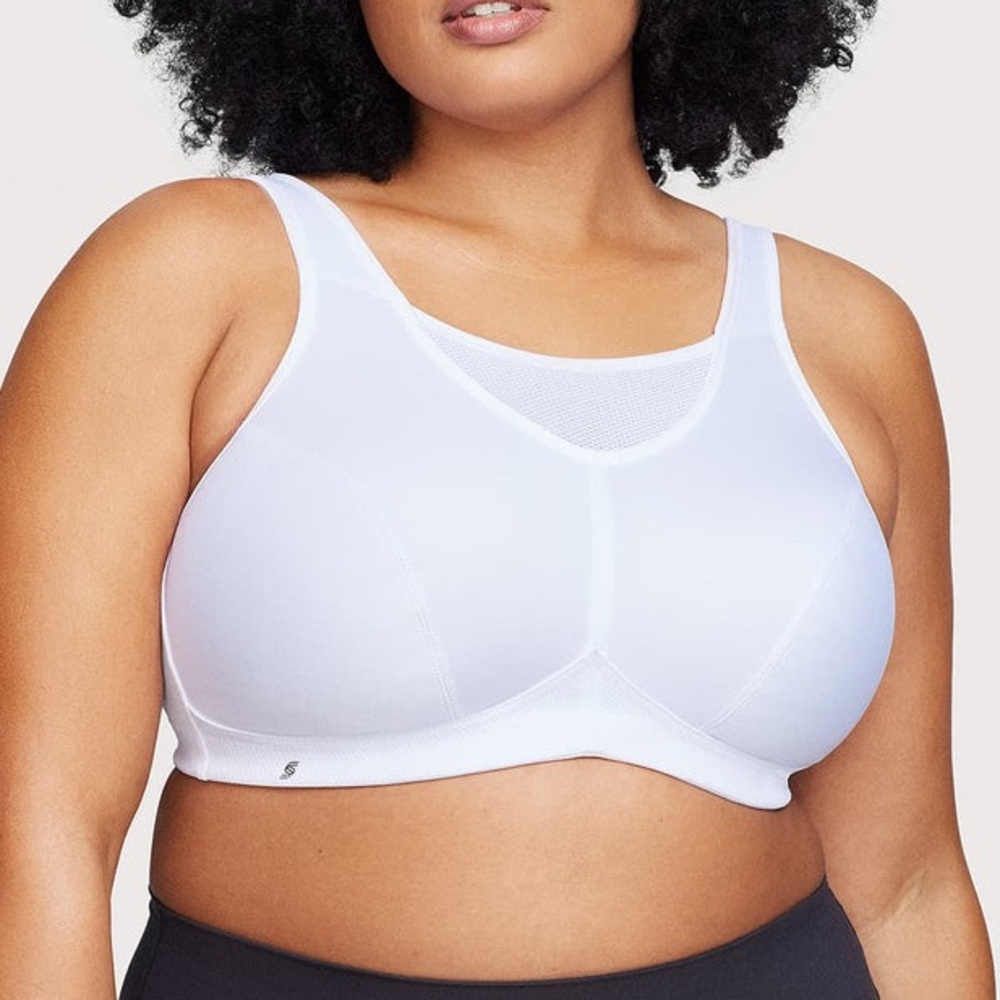 Glamorise White Workout Athletic No-Bounce Camisole Sports Bra 34F (3D) 1066